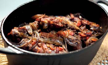 Simmer slowly for two hours with a tight lid.