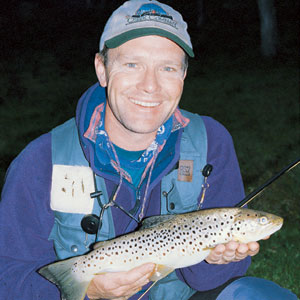 A fine brown trout taken at dusk on a small Clouser.
