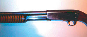 The blueing on the author&rsquo;s Ithaca is mostly worn off. It was bought used and showed a lot of signs of carrying, but other wear was nil.