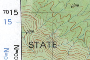 Only some topographical map reprints show both the AUS grid (in black) and the WSG grid (in blue).